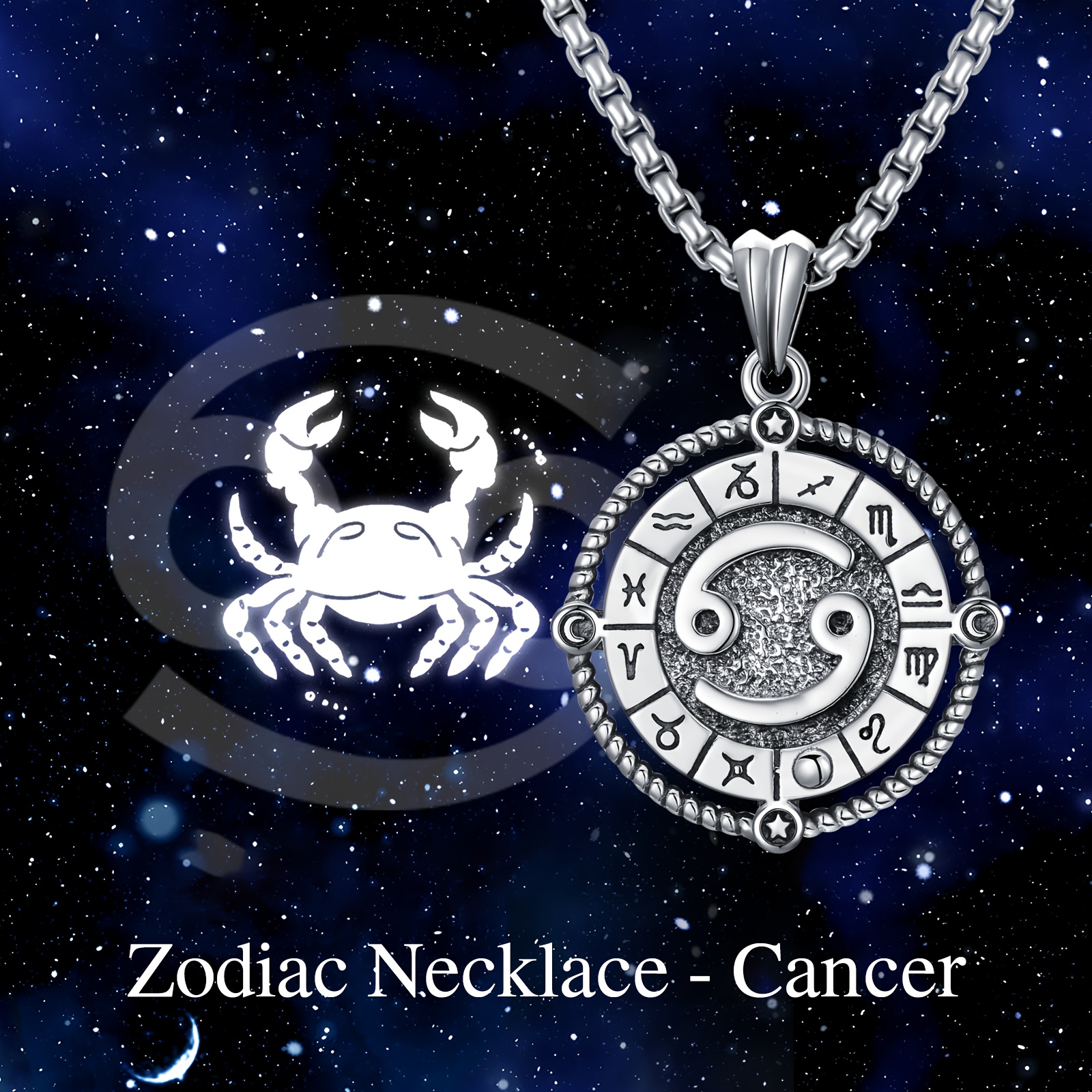 925 Silver Zodiac Sign Necklace with Constellation Pendant